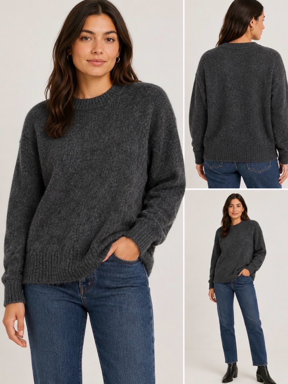 Everlane Women’s Cocoon Crew Alpaca Wool blend  Sweater Gray M NWT